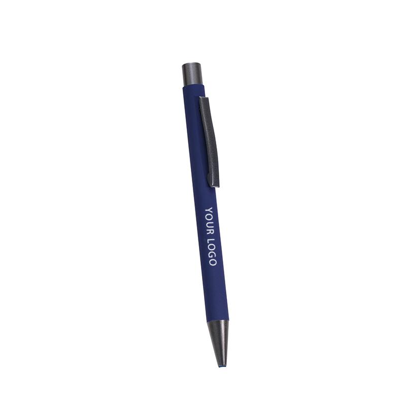 Silicon Coated Metal Pen - Blue With Logo